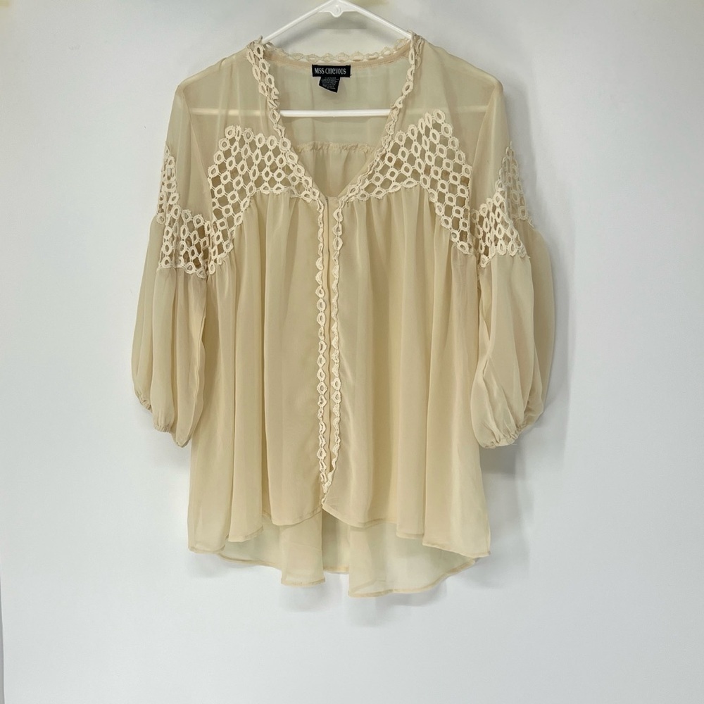 Miss Chievous Beige Sheer blouse women’s large